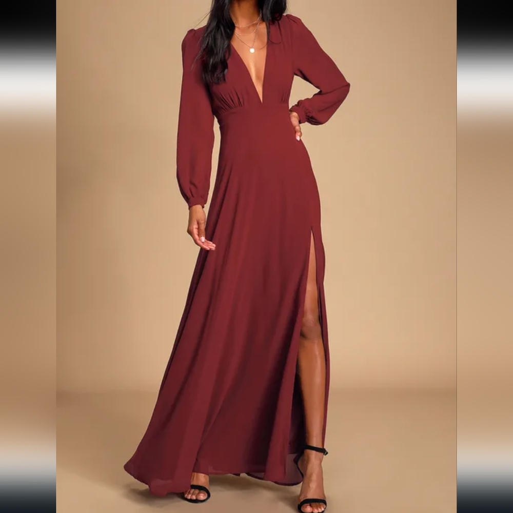 NEW BURGUNDY LULU'S MAXI DRESS LARGE